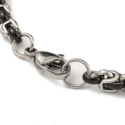 Two Tone 304 Stainless Steel Byzantine Chain Bracelet BJEW-B078-48BP-1