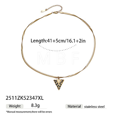 Leopard Print 304 Stainless Steel Enamel Geometric Pendant Necklaces for Women WG63095-01-1