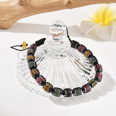 Adjustable Natural Tourmaline and Non-magnetic Synthetic Hematite Braided Bead Bracelets BJEW-Z090-01J-1