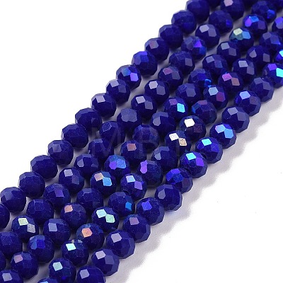 Electroplate Opaque Solid Color Glass Beads Strands EGLA-A044-P4mm-L07-1