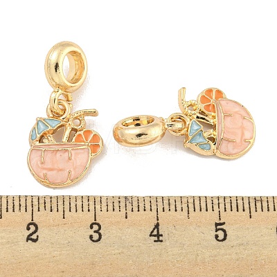 Rack Plating Alloy Enamel Drink European Dangle Charms FIND-B034-48G-01-1