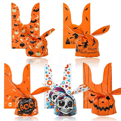 50Pcs 5 Styles Rabbit Shaped Halloween Candy Plastic Bags ABAG-FS0001-08B-1