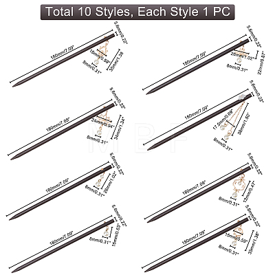   8Pcs 8 Style Wood Hair Sticks OHAR-PH0001-27-1
