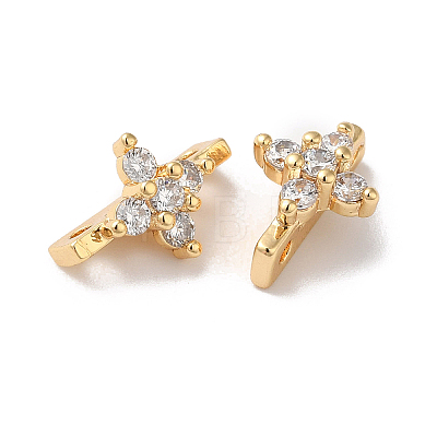 Brass Pave Clear Cubic Zirconia Slide Charms KK-G465-02G-1