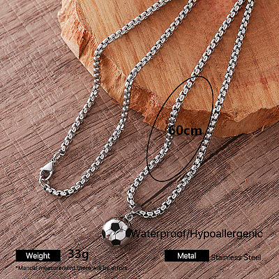 304 Stainless Steel Enamel Sports Pendant Necklaces for Men DC6547-1-1