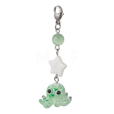 4Pcs Handmade Lampwork Octopus Pendant Decorations HJEW-TA00430-1