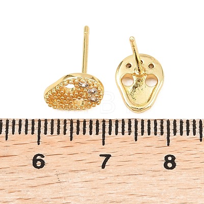 Brass Micro Pave Clear Cubic Zirconia Stud Earrings EJEW-F405-16G-1