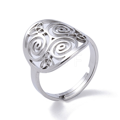 Non-Tarnish 304 Stainless Steel Triskele Triskelion Adjustable Rings RJEW-C074-07P-1