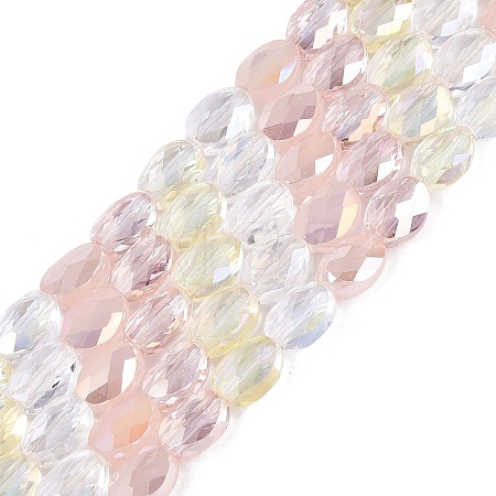 Electroplate Imitation Jade & Opaque & Transparent Glass Beads Strands EGLA-Q135-6x8MM-01D-1