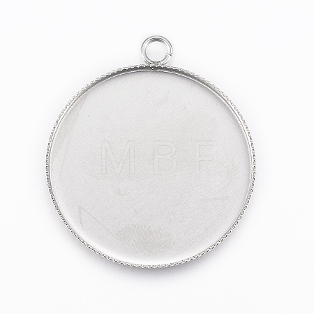 Tarnish Resistant 304 Stainless Steel Pendant Cabochon Settings STAS-E146-18P-30mm-1