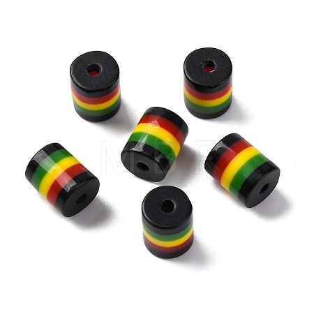 Ghana Jamaica Reggae Stripe Resin Beads X-RESI-G104-01C-1