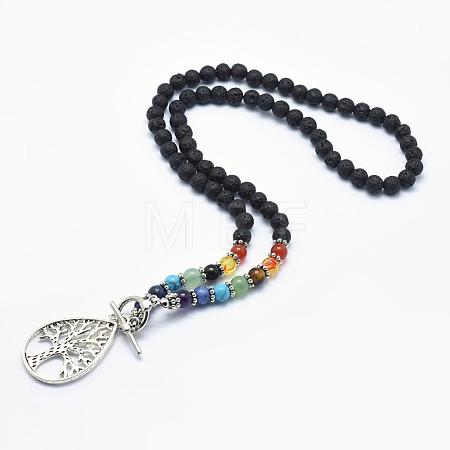 Tibetan Style Alloy Pendant Necklaces NJEW-F170-A06-1