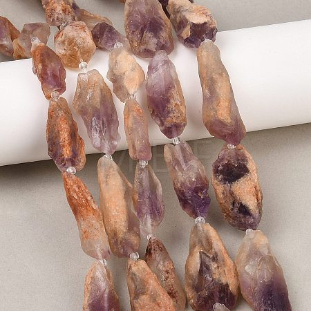 Raw Rough Natural Purple Phantom Quartz Purple Lodolite Quartz Beads Strands G-A305-A02-01-1
