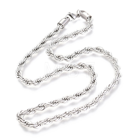 Non-Tarnish 304 Stainless Steel Rope Chain Necklaces LS-NJEW-F226-03P-10-1