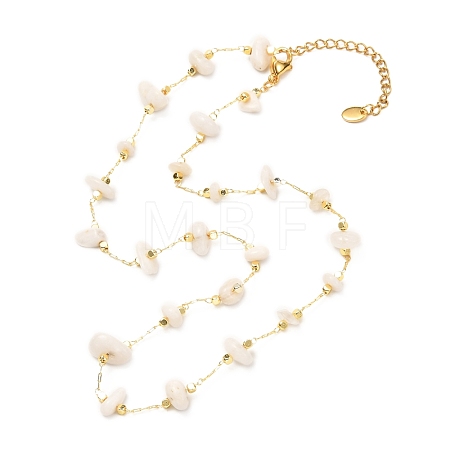 Natural White Moonstone Chip Beaded Necklace for Girl Women NJEW-JN03708-02-1