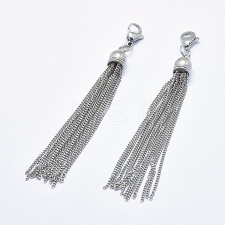 Tarnish Resistant 304 Stainless Steel Tassels Big Pendant Decorations HJEW-G011-01P-1
