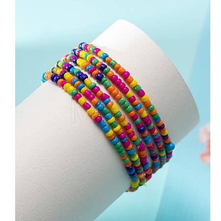 Bohemian Glass Beaded Stretch Bracelet Sets QN1212-5-1