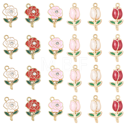 30Pcs 6 Styles Alloy Enamel Pendants ENAM-YW0008-83-1