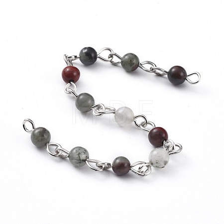 Handmade Natural African Bloodstone Beaded Chains AJEW-JB00512-02-1