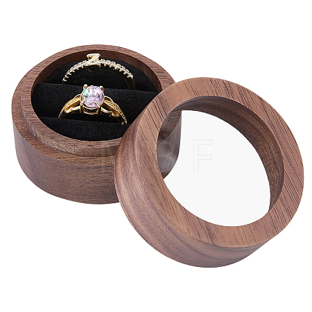 2-Slot Wood Couple Ring Storage Boxes with Velvet Inside and Window CON-CL0001-28A-1