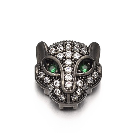 Rack Plating Brass Micro Pave Cubic Zirconia Leopard Hollow Beads ZIRC-I012-18B-RS-1