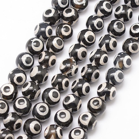 Tibetan Style 3-Eye dZi Beads G-K166-01-10mm-L2-01-1