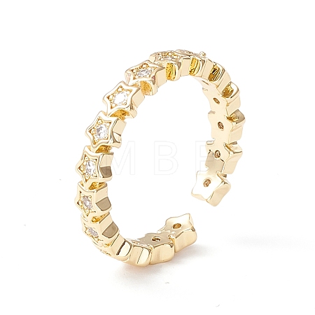 Clear Cubic Zirconia Star Cuff Ring LS-KK-D067-34G-RS-1