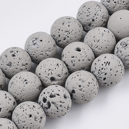 Spray Painted Natural Lava Rock Beads Strands G-N0324-C-02-1