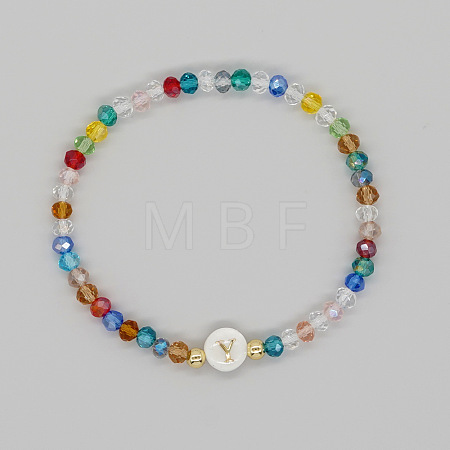Handmade Bohemian Colorful Faceted Rondelle Glass Beaded Stretch Bracelets UI5654-25-1