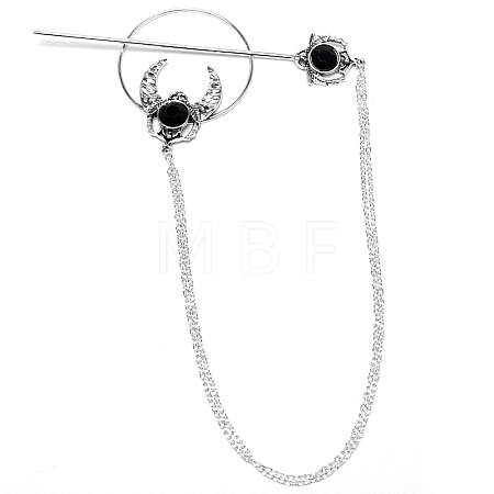 Crescent Moon with Bat Alloy Hair Sticks PW-WGC6AB6-02-1