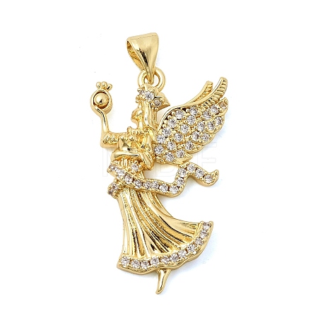 Brass Micro Pave Clear Cubic Zirconia Pendants KK-Z150-22G-01-1