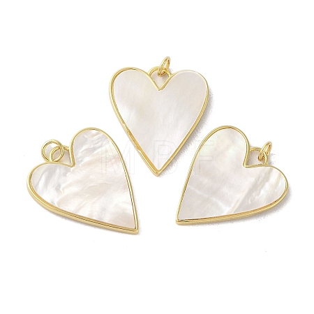 Rack Plating Brass Pave Shell Pendants KK-C052-07G-1