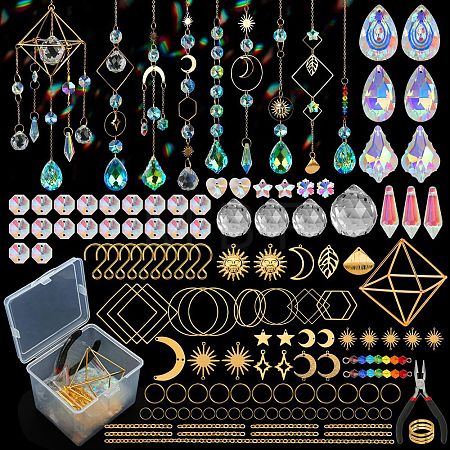 400Pcs DIY Glass Crystal Sun Catcher Hanging Decoration Sets PW-WG97738-01-1