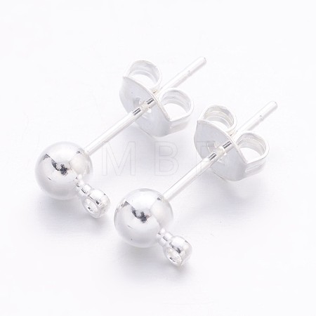 Silver Color Plated Brass Post Earring Findings X-EC593-NFS-1