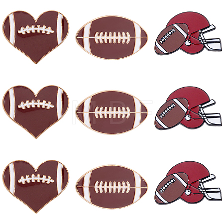 9Pcs 3 Styles Rugby Sports Enamel Pins JEWB-SC0001-99-1