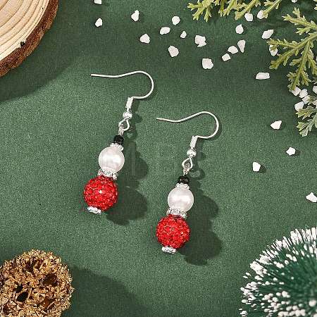 Christmas Handmade Polymer Clay Rhinestone Dangle Earrings EJEW-JE07518-01-1