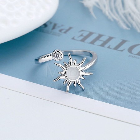 Rotatable Cat Eye Open Ring with Cubic Zirconia RJEW-Q776-01G-03-1