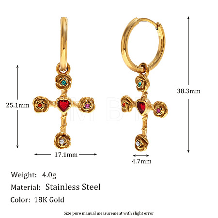 316L Surgical Stainless Steel & Colorful Cubic Zirconia Hoop Earrings WG948D4-01-1