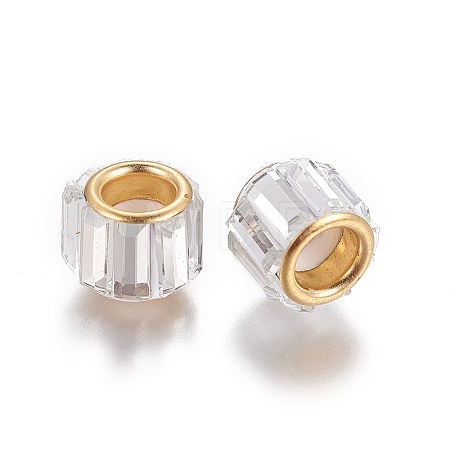 Brass Cubic Zirconia European Beads KK-E772-01I-1