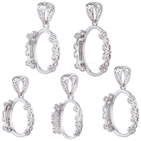 5Pcs 5 Styles Brass Pendant Cabochon Settings KK-HS0002-23-1