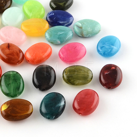 Oval Imitation Gemstone Acrylic Beads X-OACR-R047-M-1
