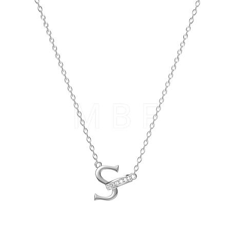 304 Stainless Steel Crystal Rhinestone Initial Pendant Necklaces FS-WGCEFCC-19-1