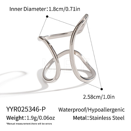 Adjustable 304 Stainless Steel Open Cuff Rings for Women SZ1207-7-1