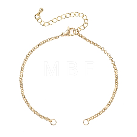 Brass Double Ring Link Chain Bracelet Making AJEW-JB01510-1