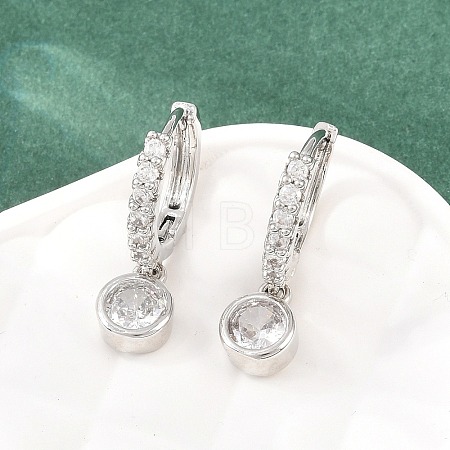 Brass Micro Pave Cubic Zirconia Hoop Dangle Earrings KK-Z166-15P-02-1