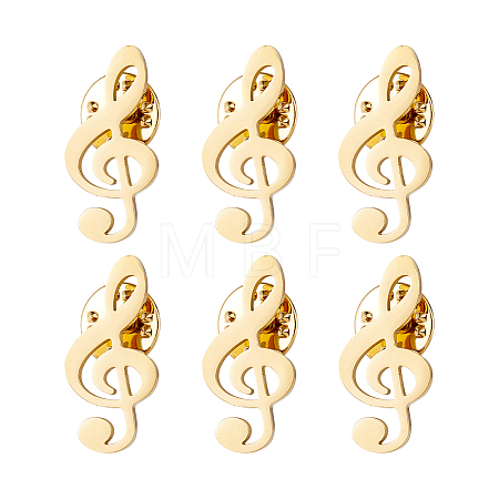 6Pcs Musical Note 304 Stainless Steel Lapel Pin Backs for Backpack Clothes JEWB-FH0003-12G-1