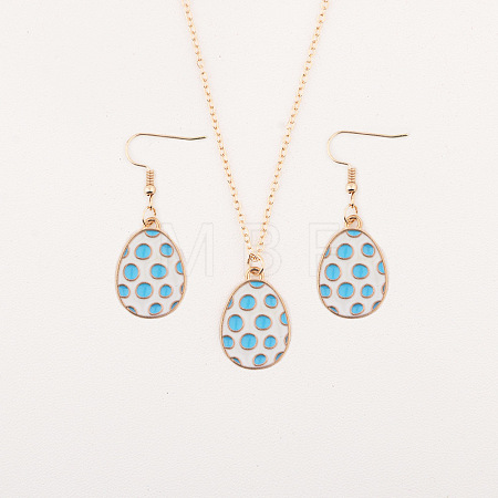 Easter Egg Alloy Enamel Pendant Necklace & Dangle Earrings Sets FS-WG38758-10-1