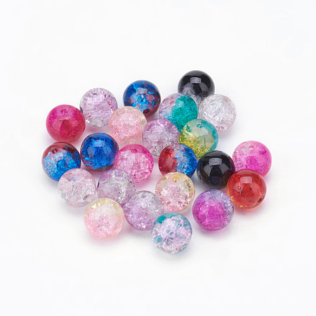 Two Tone Crackle Glass Beads X-CCG-Q002-10mm-M-1