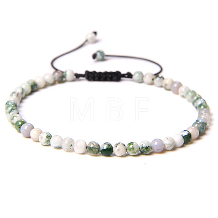 4mm Natural Tree Agate Beaded Braided Bracelets SY1950-24-1
