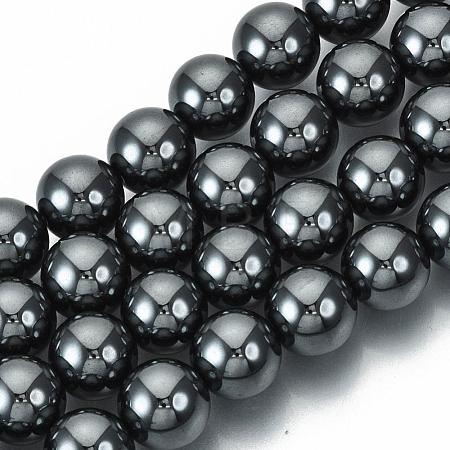Non-magnetic Synthetic Hematite Beads Strands G-Q892-10mm-1